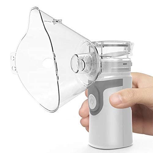 Automatic Steam Inhalators for Adults and Children, Handheld Inhaler for Kids, Mini Ultrasonic Humidifier for Home and Travel Use, Mesh Vaporizer with Masks and Mouthpieces (Inhaler) (Grey)