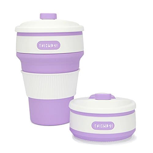 Lesihui Collapsible Cup Portable Reusable Folding Mug for Outdoor, Hiking and Camping, Food-Grade Silicone, BPA-Free (Lilac)