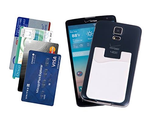 Sticky Smart Wallet, Silicone credit card/ ID holder adheres to the back of smart phone or case (White)
