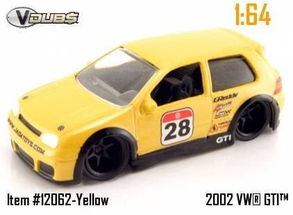 Jada Dub City VDubs Yellow 2002 Racing Volkswagen VW GTI 1:64 Scale Die Cast Car by VDubs