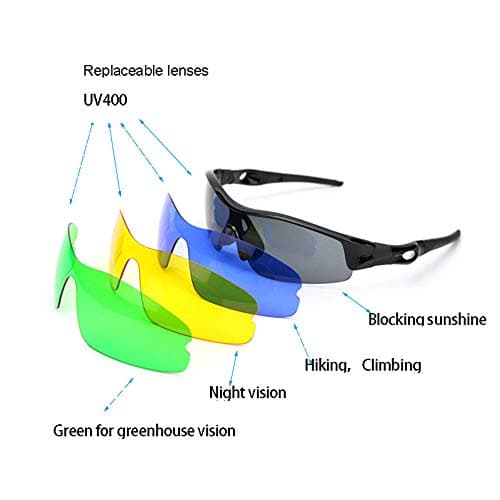 YDZS Bicycle sunglasses, UV-resistant UV400PC material, explosion-proof glasses lens, 4 sets of glasses lenses can be switched at will, suitable for outdoor beach fishing golf, unisex