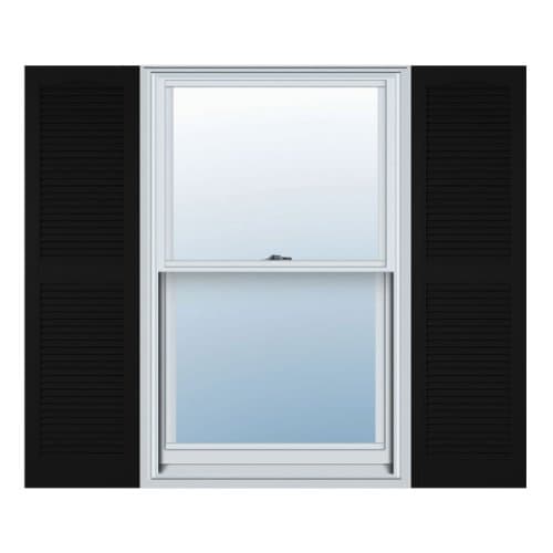 14 1/2"W x 43"H Standard Size Cathedral Open Louver Shutter, w/Installation Shutter-Lok's, 002 - Black