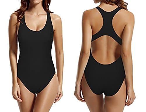 Women's Swimwear One Piece Swimsuit Retro Solid Color Sexy features Back Beach Swimsuit