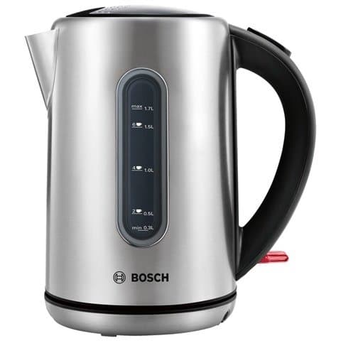 Bosch TWK7901GB Jug Kettle 2500-3000 watts 1.7 Litre capacity Concealed element Removable limescale filter Cordless 360° base - Stainless Steel/Black