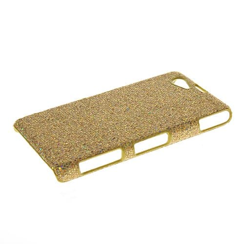 CASEPRADISE Glitter Shiny Rubberized Hard Coating Back Cover Case For Sony Xperia Z1 Compact (Mini) Gold