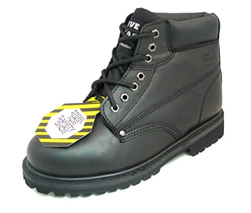Z-7626 Men's Steel Toe Work Boots Black Leather 6" Lug Sole Oil Resistant Shoes Width: Wide (W or 2E) (11.5 W US, Black)