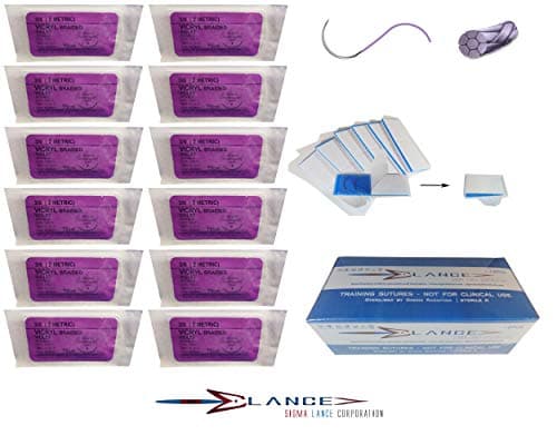 Sigma Lance's Sterile Suture Packs for Educational and Training Purposes - Multiple suture types available - 6 Sharps Pads included - Polypropylene, Silk, Vicryl, Multipack - Best quality and best value! (3.0 Vicryl)