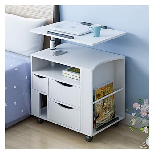 ELYSYSRL Laptop Desk With Drawer With Storage Shelf Nightstand Telephone Tables Side Table Movable Arms Lift Top 75~90 Cm Console Table Sofa Table-white