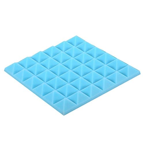 Yeefant Colorful 3D 6 Row Pyramid Acoustic Foam Panel Sound Stop Absorption Sponge Studio KTV Soundproof Home Decor Art for Bedroom Bathroom Living Room TV Background,12x12x2 Inch,Blue