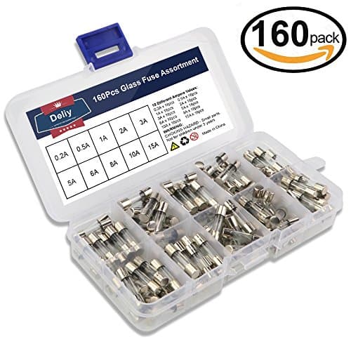 Deliy 160pcs Fast-blow Glass Fuses Quick Blow Car Glass Tube Fuses Assorted Kit Amp