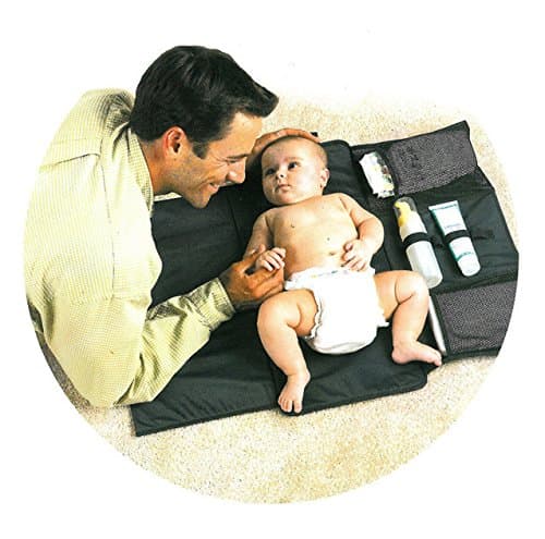 Gmer Diaper Changing PadPortable for Newborn Baby Infant - Lightweight Travel Home Diaper Changer Mat with Pockets - Waterproof & Foldable Changing Pad Kit with Head Cushion