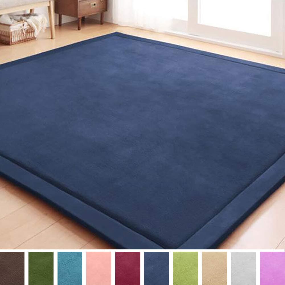 LYYK Carpet 200x210cm Shaggy Floor Rug Pile Height Modern Ultra Soft Anti Slip Non Shedding for Home Nursery Decor Bedroom Dormitory Rectangle - Navy blue