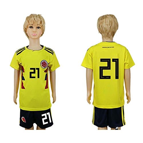 Pakuka 2018 Russia World Cup Colombia Team 21 Kids Short Sleeve Soccer Jersey -XXXS
