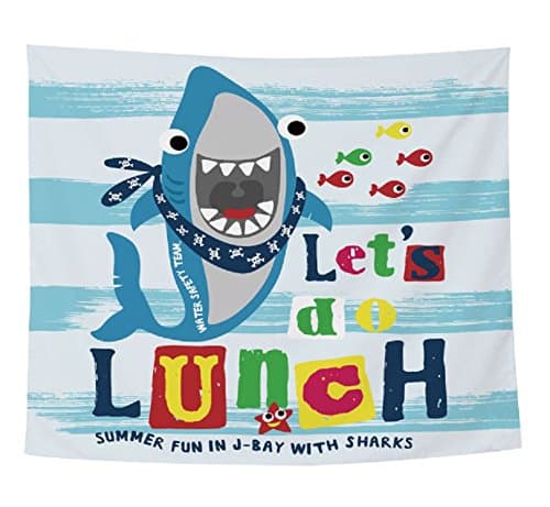 YYW Tapestry Hungry Shark Cartoon Tapestry for Kid Baby Girl Baby Boy Wall Hanging Tapestry with Vivid Design for Living Room Bedroom Dorm Decor Backdrop Decorations (51 W by 60" L,Multi 023)
