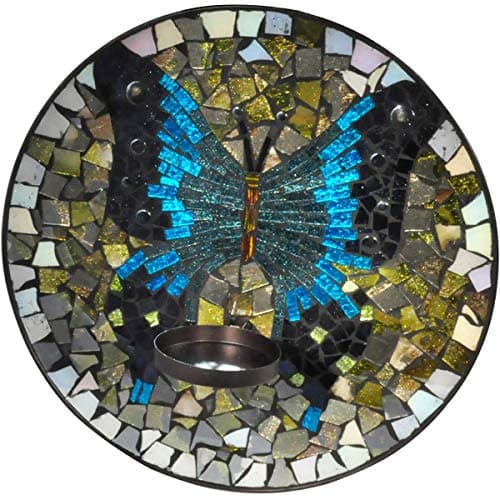 Springdale Mosaic Art Glass Candle Holder, 1-Light, Butterfly