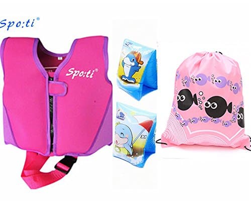 Rayma Baby UPF 50+ Life Jacket New Swimming Learner Protection Vest New Added Cross Belt for Safety For Baby New Added Cross Belt Package With Arm Bands (Purple, S 20-33lbs)