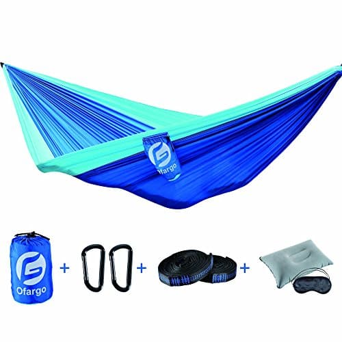 Camping Hammock Ofargo Portable Hammock Cot, Durable Lightweight 210T Nylon with Tree Straps/Carabiners/Air Pillow/Sleep Mask for Indoor &amp; Outdoor Recreation Hiking Beach Garden Backyard (Single)