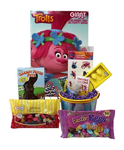 Trolls Easter Basket | Great for Little Boys and Girls | Pre Filled with Stuffers, Chocolate, Candy, Treats and Toys | Perfect for Kids of Most Ages