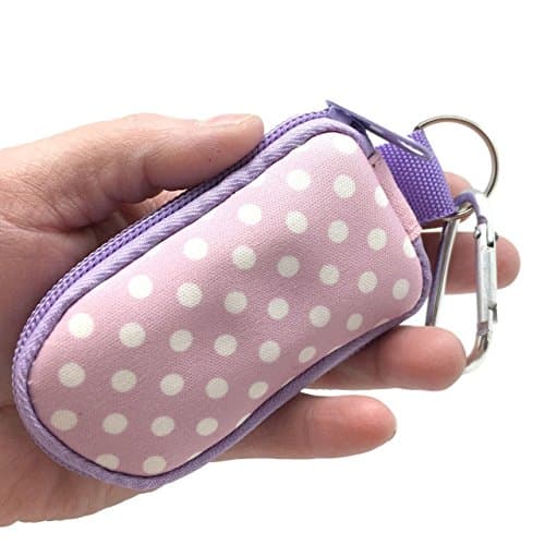 Lavender Polka Dot Keychain Travel Bag Essential Oil Carrying Case for Oil Bottles