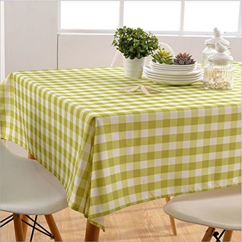 Moldiy 100% Polyester Large Dining Party Picnic Checkered Tablecloth, Indoor&Outdoor Water and Oil Resistant Rectangular,Green