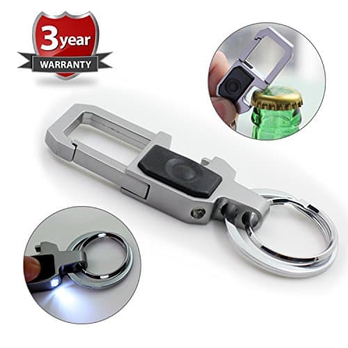 Keychain Bottle Opener Flashlights Key Chain Multi-functional Key Rings Led Light for Men and Women with 5 Extra Key Rings