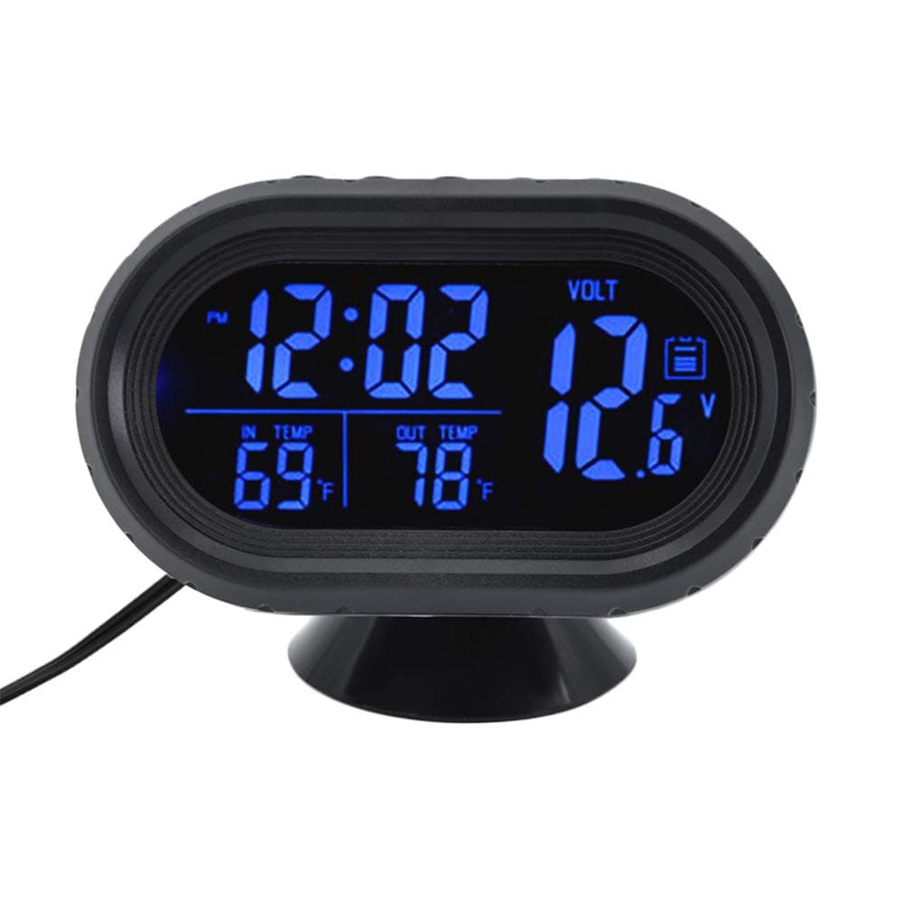 Litake Digital Car Clock Thermometer, Multi-Function 12V Car Voltage Alarm Temperature Clock, LCD Monitor Battery Meter…
