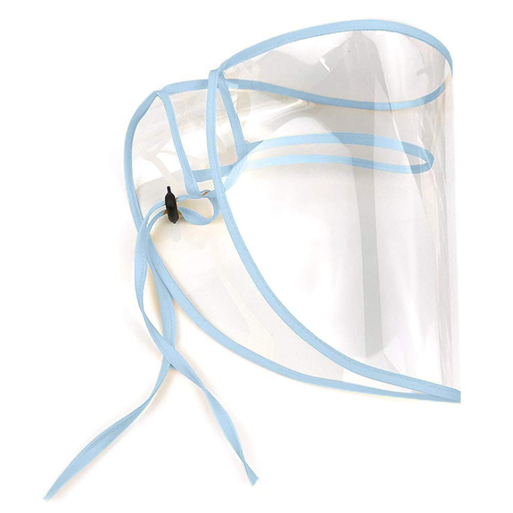 Pcongreat Protective All Face Shield, Adjustable, Anti Droplet, Dust-Proof Full Face Covering Clear Protective Visor Shield Sky Blue Adult