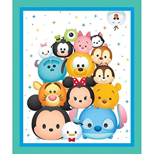 Disney Tsum Tsum Cotton Fabric Panel - Officially Licensed (Great for Quilting, Sewing, Craft Projects, Quilt or Throw Pillows) 36" X 44"