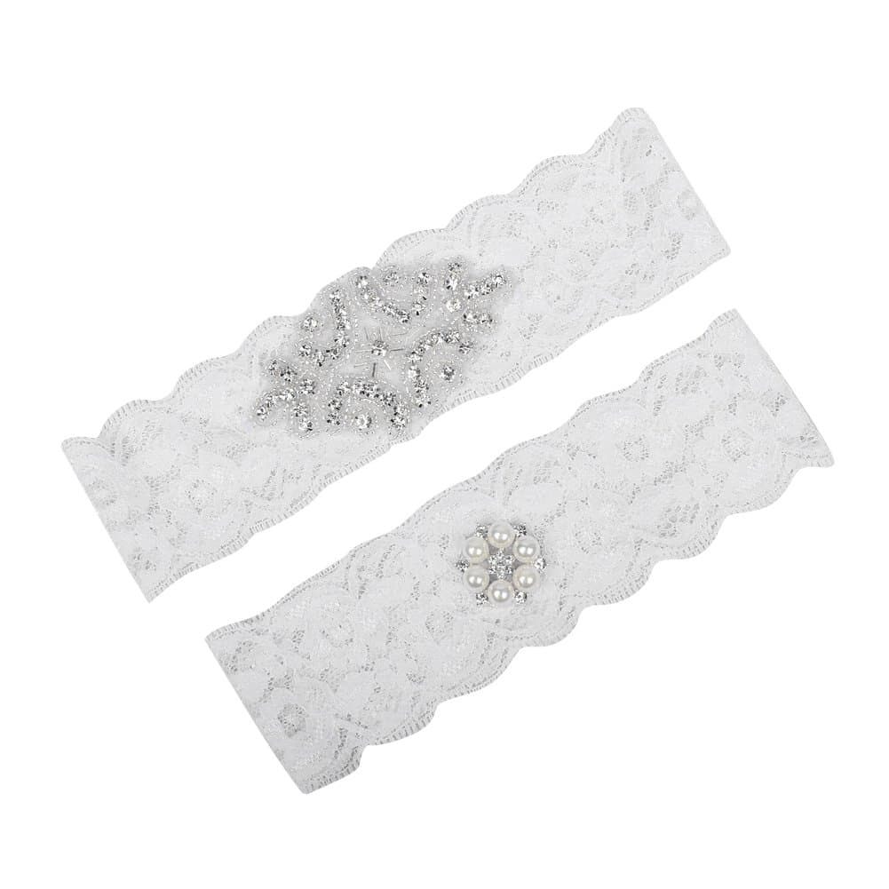Prettybabyonline Wedding Garters for Bride White Bridal Garters Keep and toss