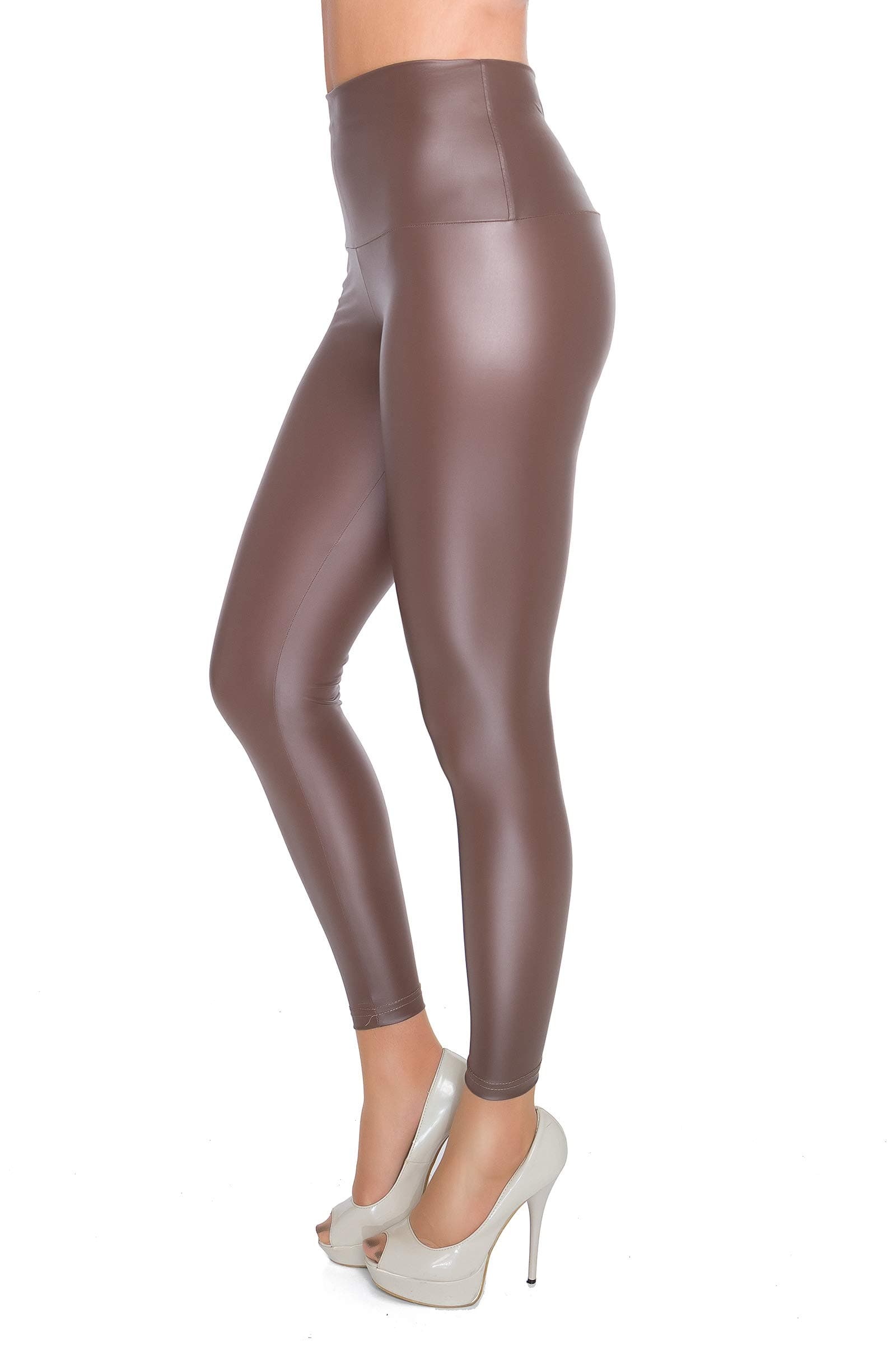 FUTURO FASHIONShiny High Waisted Sexy Wet Look & Mat Full Length Leggings High Waist Latex Imitation Leather Stretchy Disco Party Pants Leggings LTPNL
