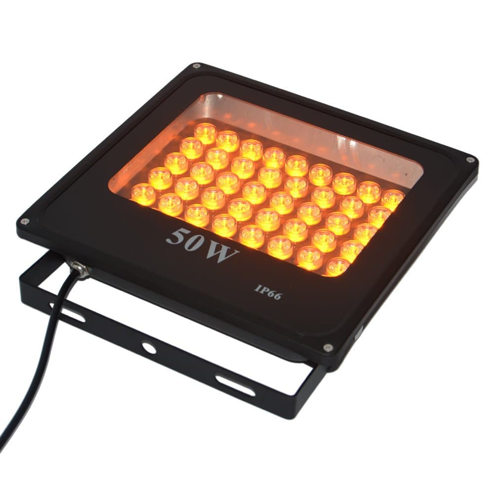 RSN 50W LED Flood Light Yellow Waterproof IP65 Outdoor Wall Lamp Adjustable 30 Degree AC85-265V Power Projector [Energy Class A+]