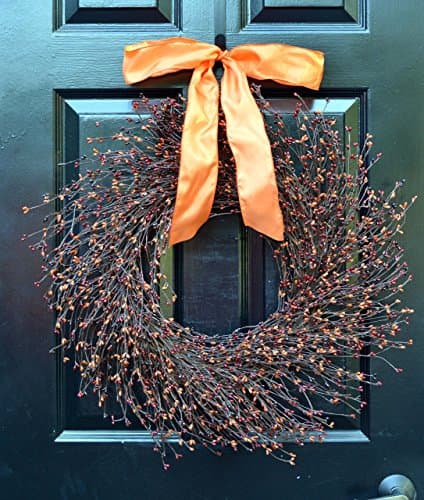Elegant Holidays Handmade Sunset Fall Pip Berry Wreath w/ Bow, Welcome Guests with Decorative Front Door- for Outdoor or Indoor Home Wall Accent Décor Great for Autumn. 16-24 inch available