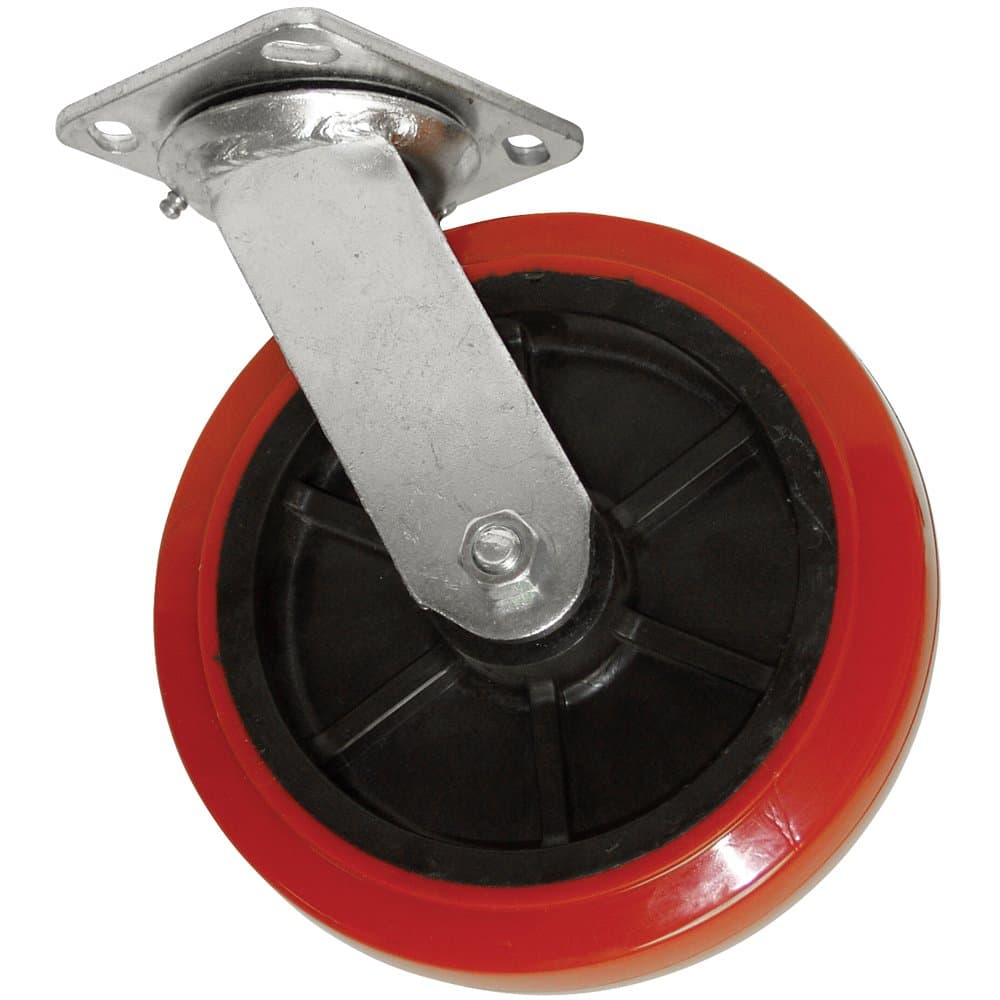 Polyurethane Caster Wheel with Swiveling Top Plate - 6-Inch - 800 lb. Load Capacity - for Use on Hard Surfaces such as Concrete