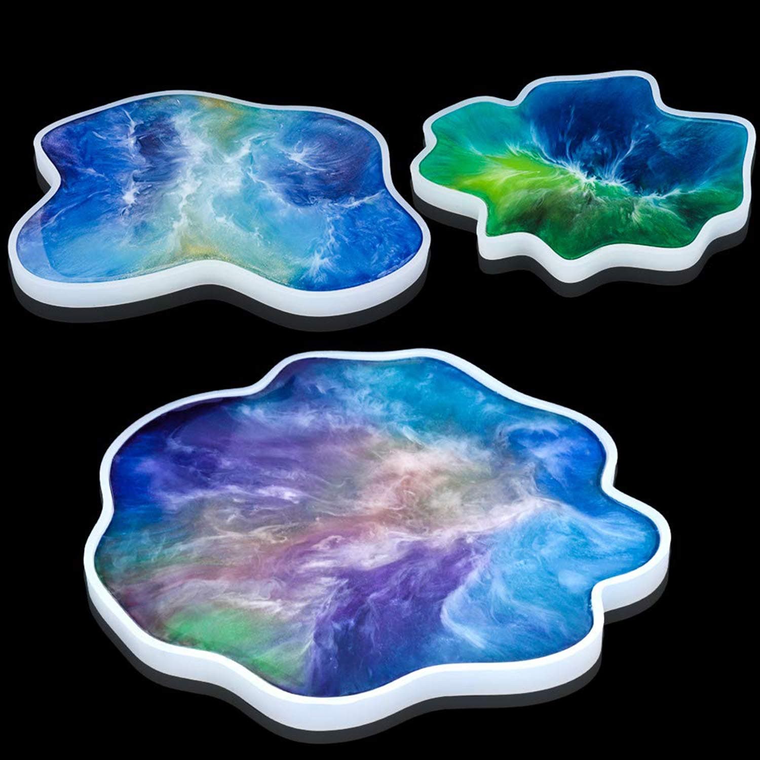 Fangfang 3pcs Silicone Coasters Molds Irregular Resin Casting Mould for DIY Geode Agate Slice Coasters, Making Cup Bowl Mats, Home Decoration Craft