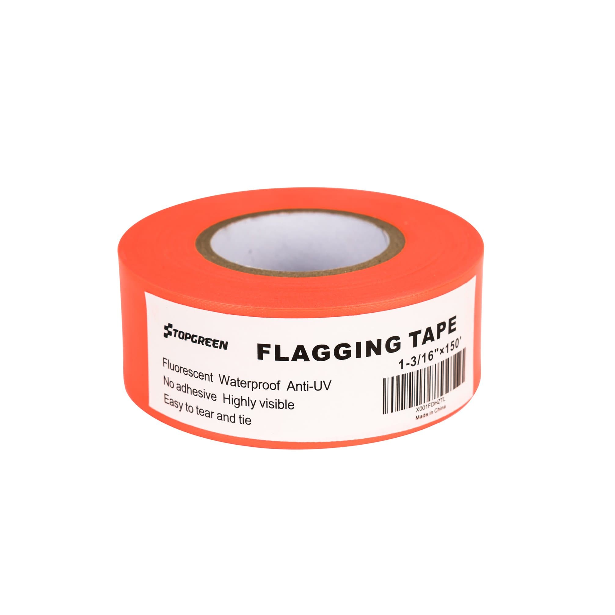 TopGreen Fluorescent Orange Flagging Tape 150-Feet by 1-3/16 Inch Roll Surveyors Tape Caution Ribbon Marking Flags
