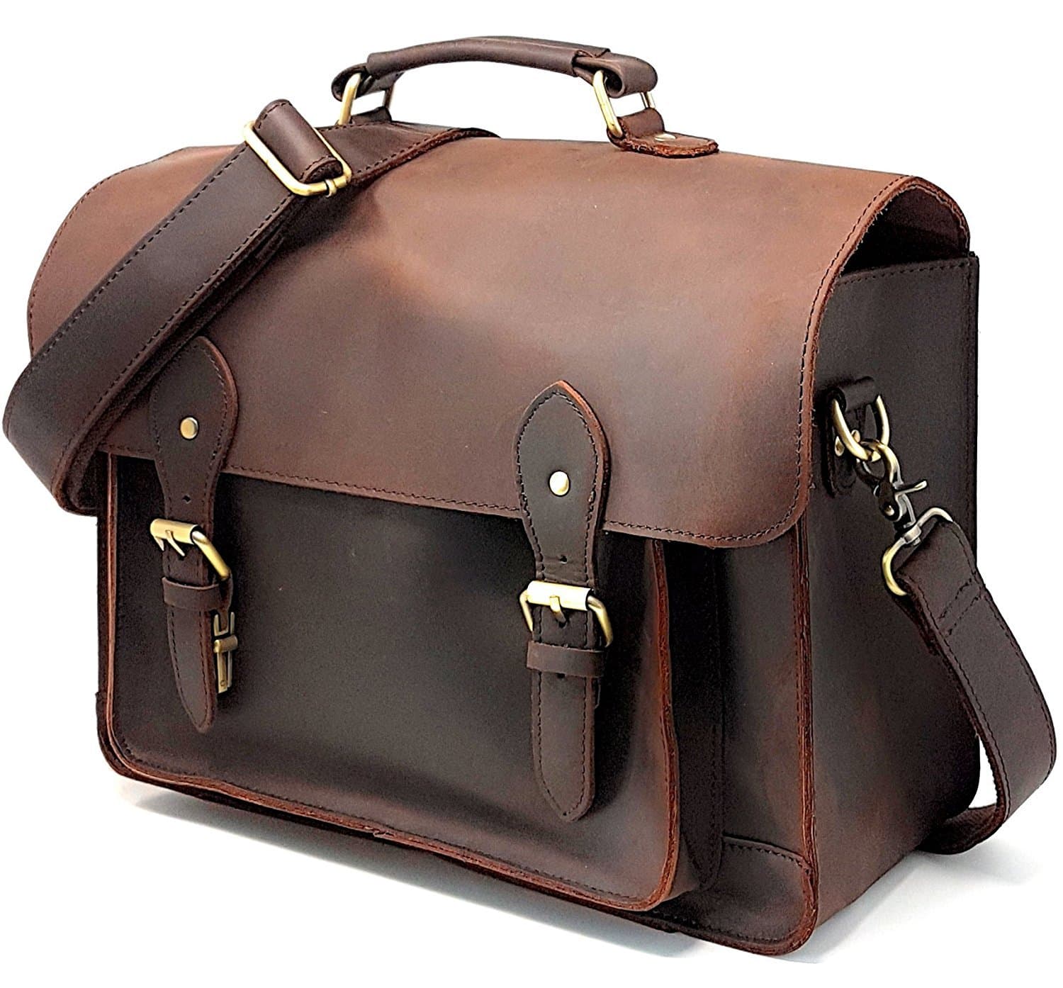 California Leather :Leather DSLR Camera Bag 12-Inch Laptop Briefcase; Shoulder Bag Messenger Satchel; Removable Insert; Fits Professional Size DSLR with Lens for Canon Nikon Sony