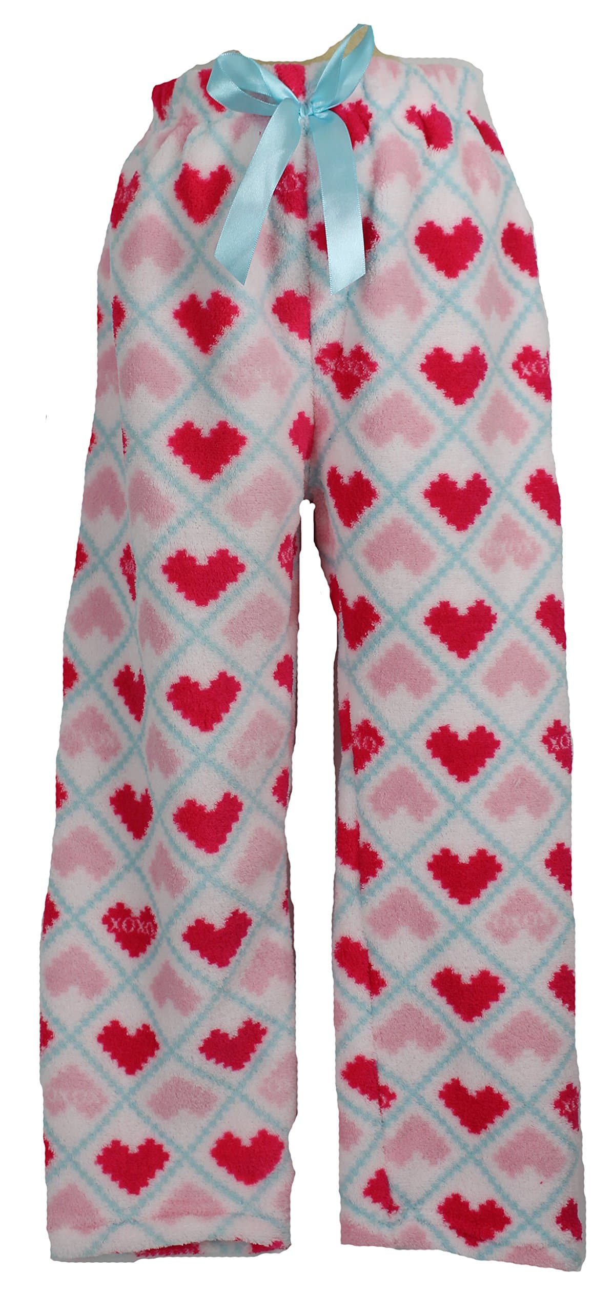 XOXO Girl's Super Fuzzy Fluffy Pajama Lounge Pants, Pink Hearts (S/6-6X)