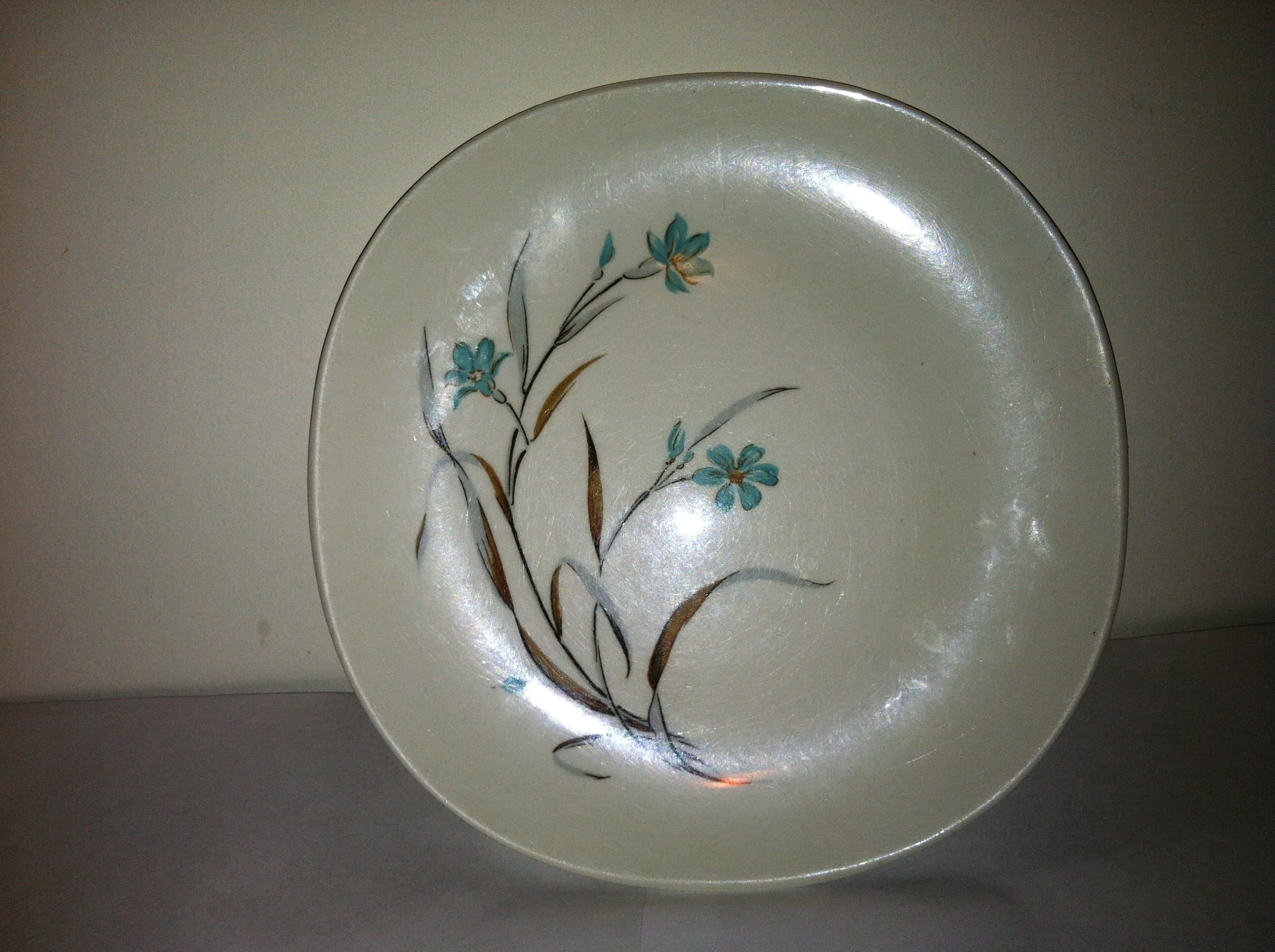 Kokura Ware Bonair Turquoise Flower Desert Plate 1015 Vintage 1950s