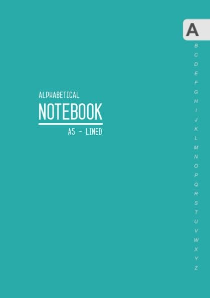 Alphabetical Notebook A5: Medium Lined-Journal Organizer with A-Z Tabs Printed | Smart Teal Design Paperback – 3 Nov. 2018