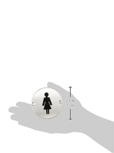 DISCOUNT HARDWARE UK 3793 Stainless Steel Door Sign Female Toilet Symbol 75mm