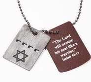 Pendant - Star Of David Dog Tags (Silver Plated) - 18" Chain