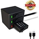 Portable Battery Charger for GoPro Hero 5 GoPro Hero 6 Battery Charger Black - 3 Slots, Rapid Safe 3 Channel Battery Charger for GoPro Hero 5 Batteries (Works with All Version of firmware)