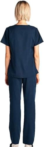 Dagacci Medical Uniform Women's Scrubs Set Stretch Ultra Soft Contrast Pocket