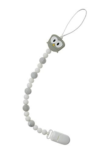 Pacifier Clip Silicone Teether Holder Jojet Teething Beads Baby Shower Gifts Newborn for Girl and Boy Grey …