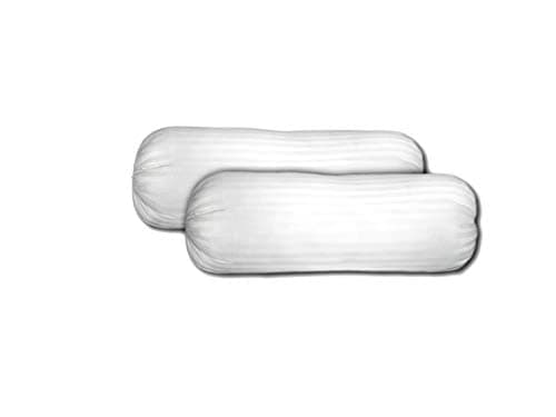 MELWO Bombay Dyeing Cotton Cloth, Bolster Round Pillow Filled with Reliance Microfiber, White, 12 X 30 Inch.Pack of 2