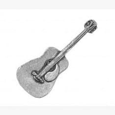 Gift Boxed Pewter Music Musician Acoustic Guitar Tie - Lapel Pin / Brooch / Badge