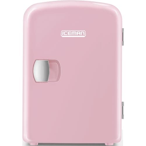 Chefman - Iceman Mini Portable Pink Personal Fridge Cools Or Heats & Provides Compact Storage For Skincare, Snacks, Or 6 12oz Cans W/ A Lightweight 4-liter Capacity To Take On The Go, Pink