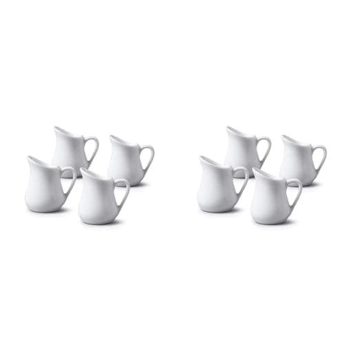 WM Bartleet & Sons 1750 TSET21 Set of 4 Porcelain Traditional Bellied Creamer Jug White, 20 milliliters (Pack of 2)
