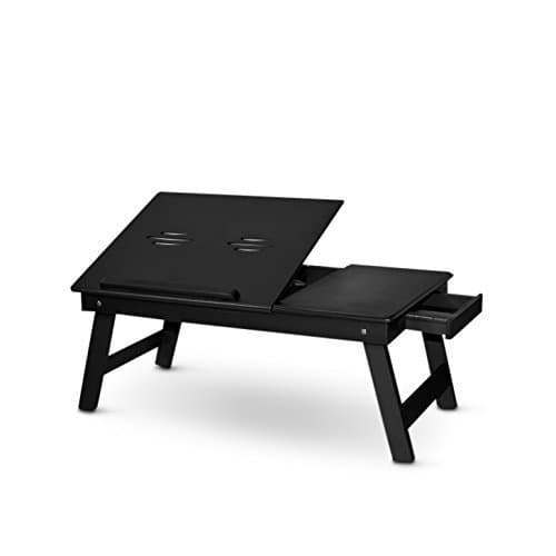 SHOPEE Branded Wooden Laptop Table, Study Table, Portable Bed Tray, Book Stand, Multipurpose Table with Foldable Legs (Black)