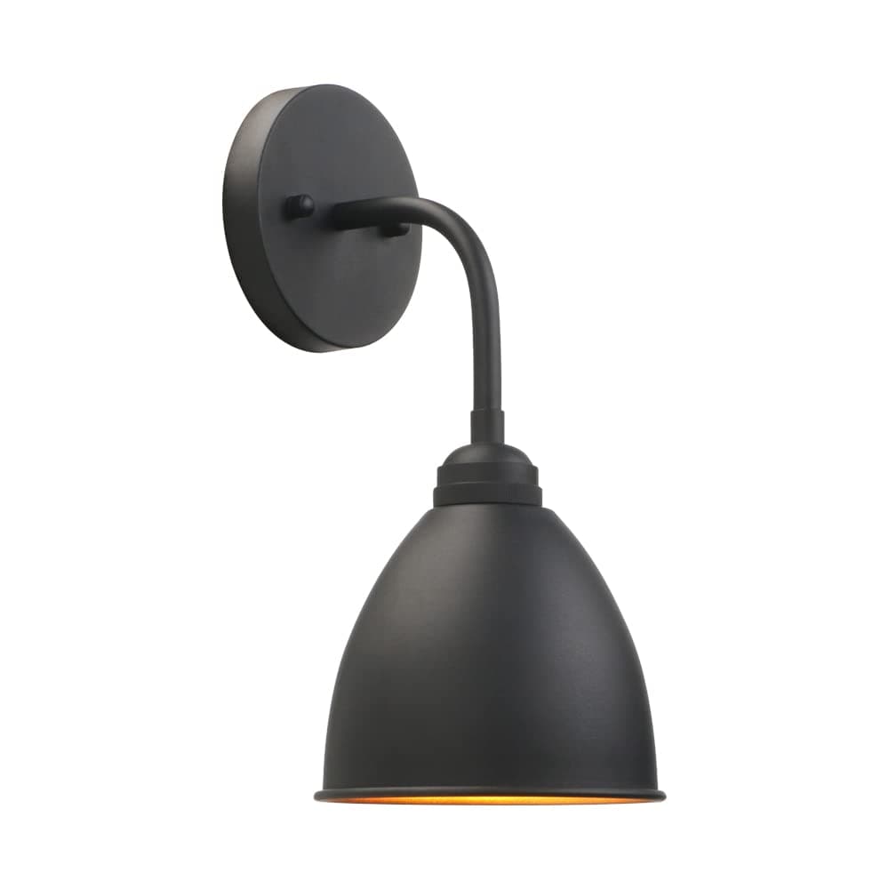 Phansthy Industrial Wall Sconce Matte Black Barn Farmhouse Wall Light Fixture with Metal Lampshade (gooseneck)